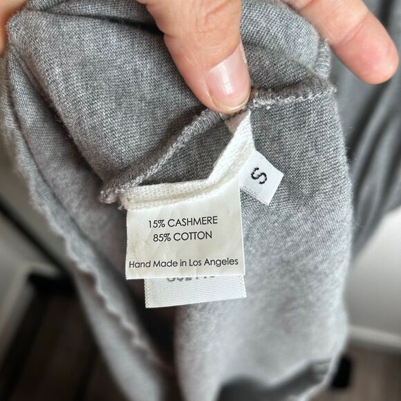 Enza Costa Light Gray Asymmetrical Midi Dress Size S Cashmere Blend Scoop Neck - Picture 8 of 8